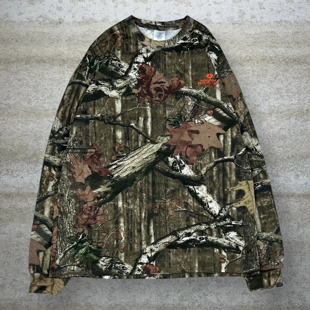 Vintage Y2K Mossy Oak Shirt Mens XL Hunting Camo Cotton Long Sleeve Woodland